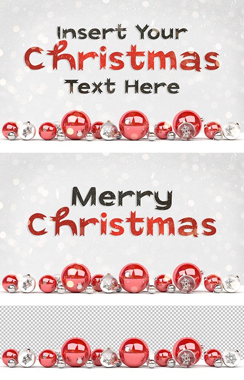 Christmas Text Mockup with Ornaments