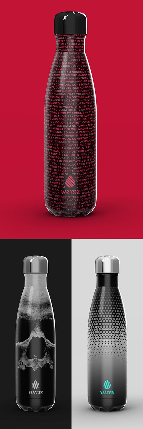 Black Vacuum Bottle Mockup 296125306