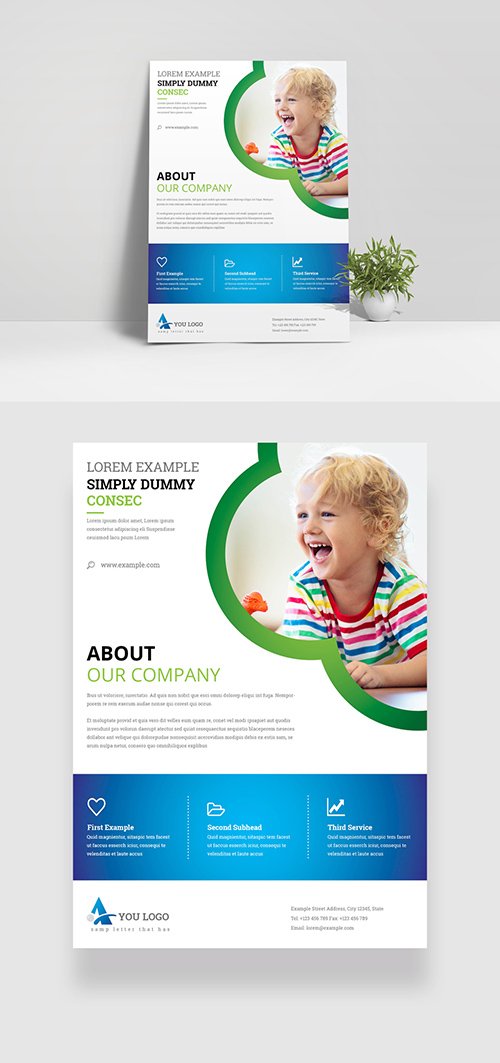 Clean Business Flyer Layout with Blue Accents 349035416