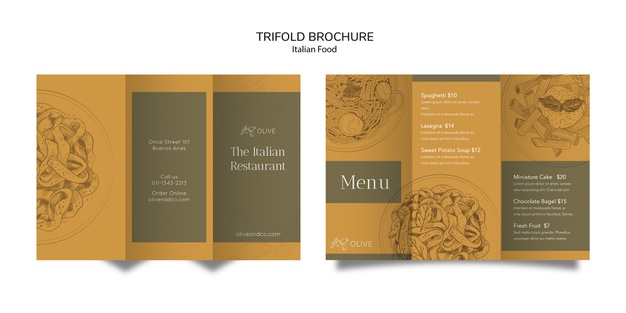 Italian food trifold brochure template