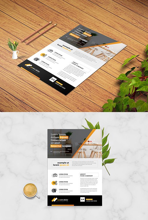 Corporate Flyer Layout with Orange Accents 333044392