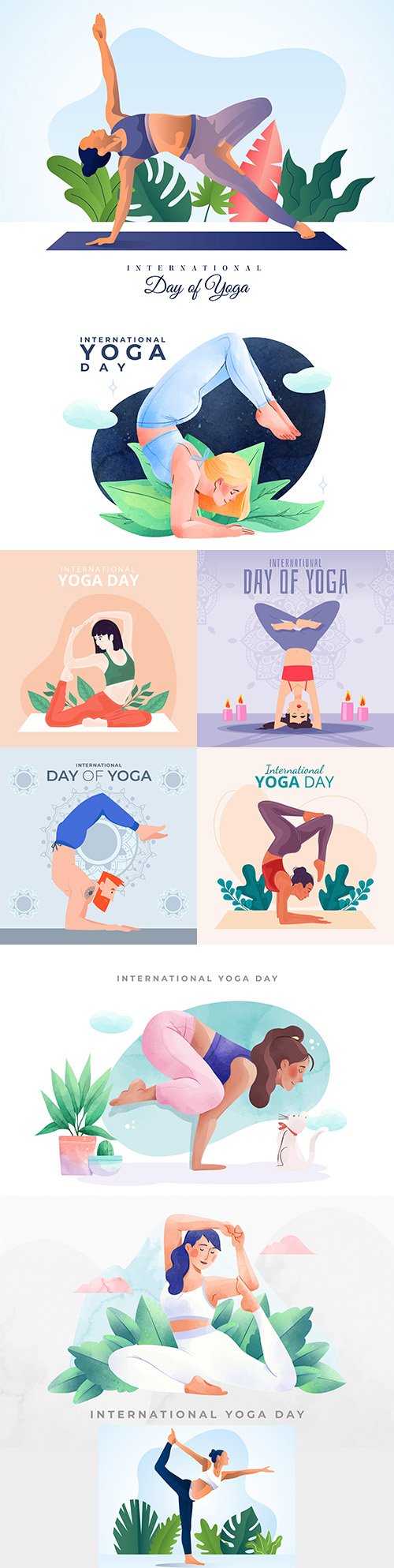 Yoga International day and meditation design illustration 3