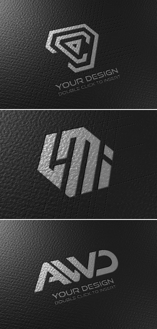 Debossed Logo Mockup on Black Paper 350350574