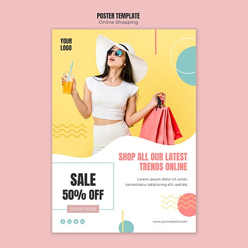 Poster template with online shopping
