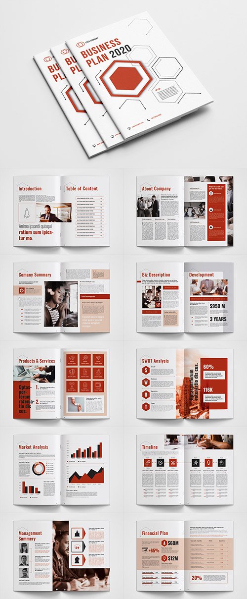 Business Plan Layout with Red Accents 334538209