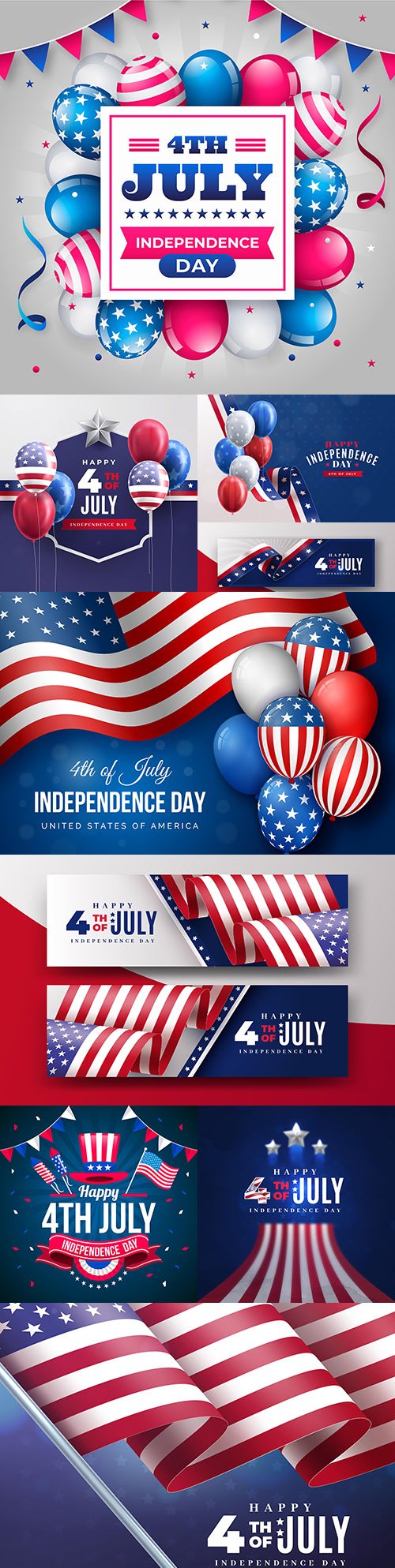 July 4 on Independence Day realistic illustrations