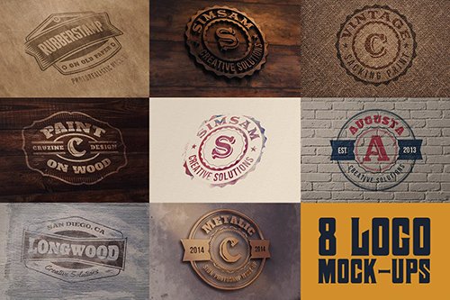 8 Realistic Logo or Text Mock-ups
