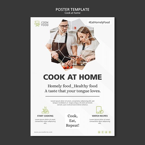 Poster with cooking at home