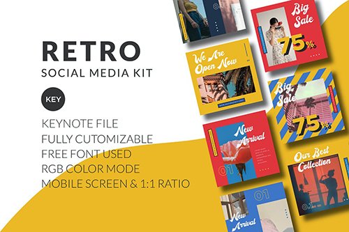 Retro Social Media Kit - Keynote