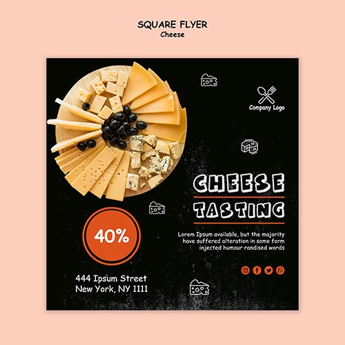 Cheese tasting event square flyer