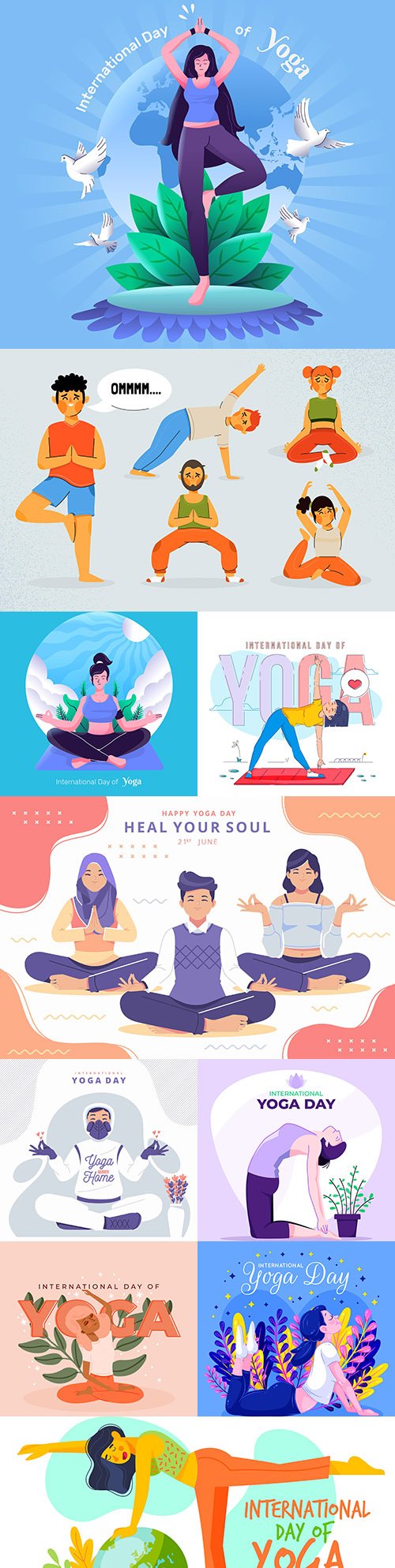 Yoga International day and meditation design illustration 4