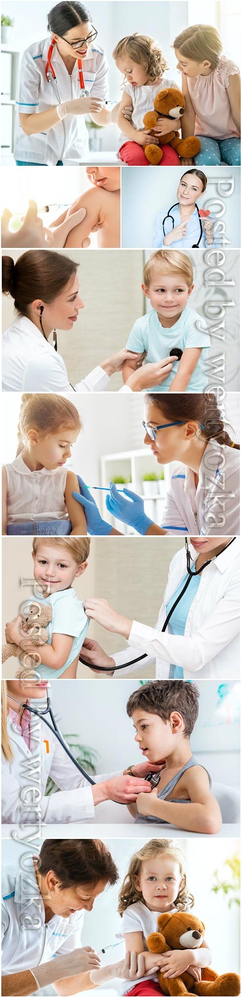 Children's doctor and children stock photo