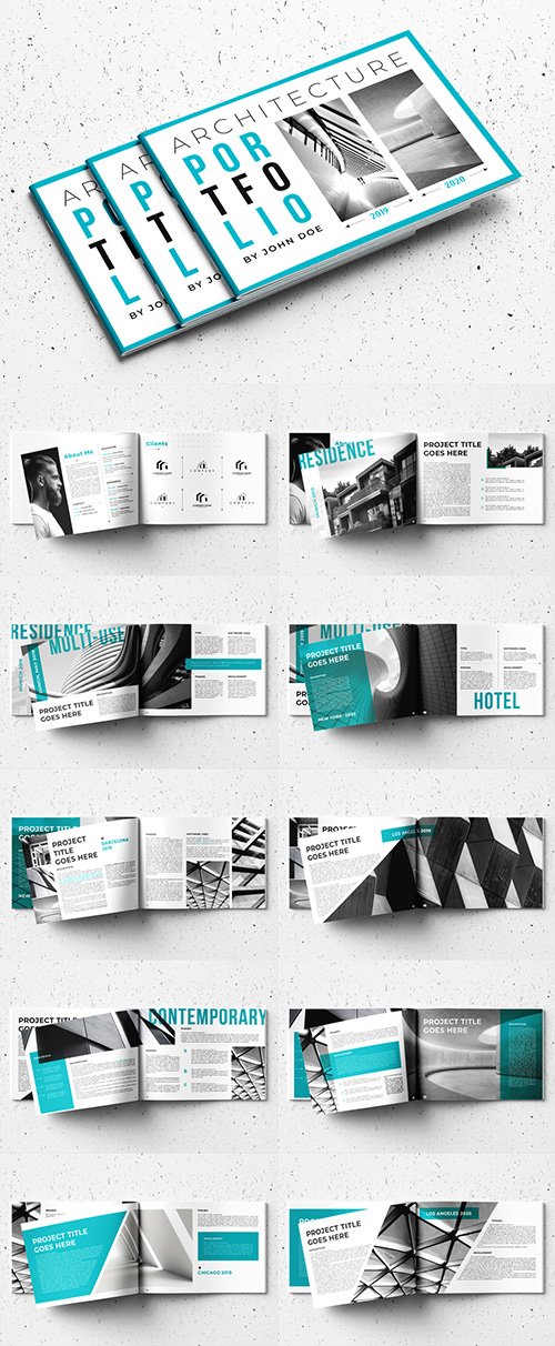 Portfolio Layout with Teal Accents 332978256
