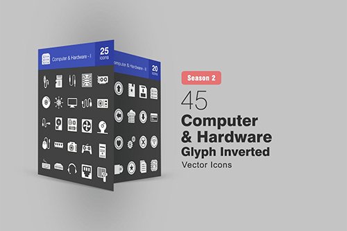 45 Computer & Hardware Glyph Inverted Icons S2