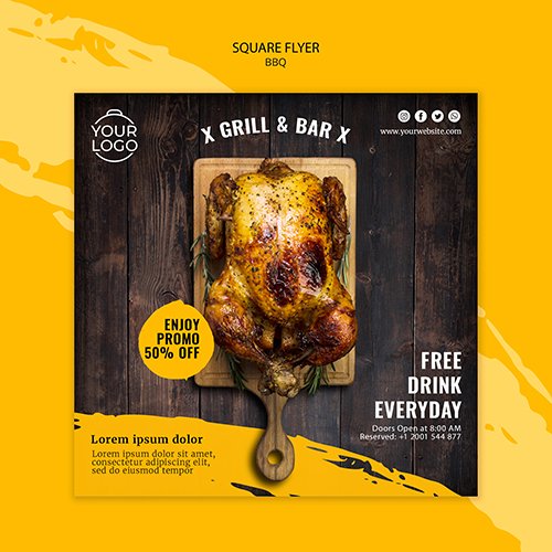 Flyer template with bbq