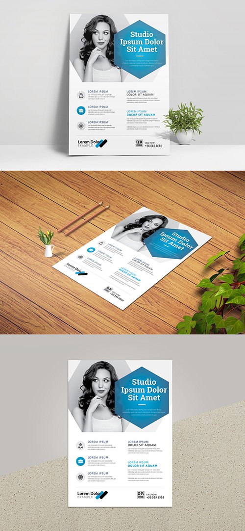 Minimal Business Flyer Layout with Blue Accent