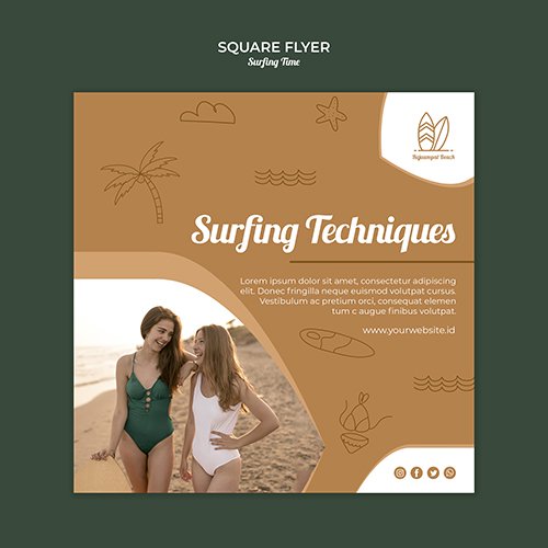 Surfing flyer template design