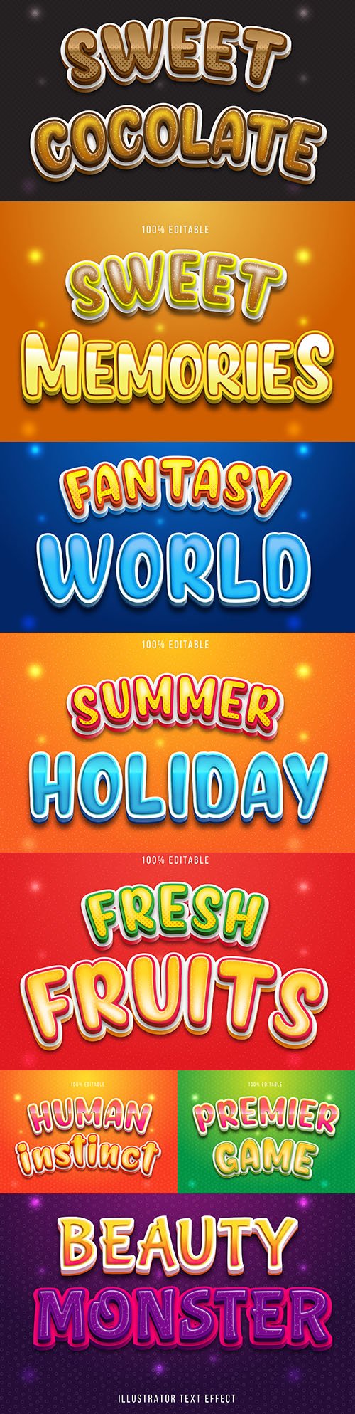 Editable font effect text collection illustration design 107