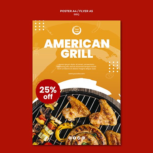 American bbq and grill house flyer template