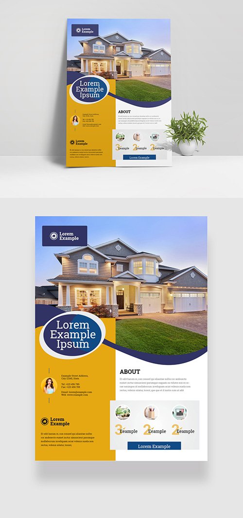 Flyer Layout with Yellow Sidebar Element and Blue Accents