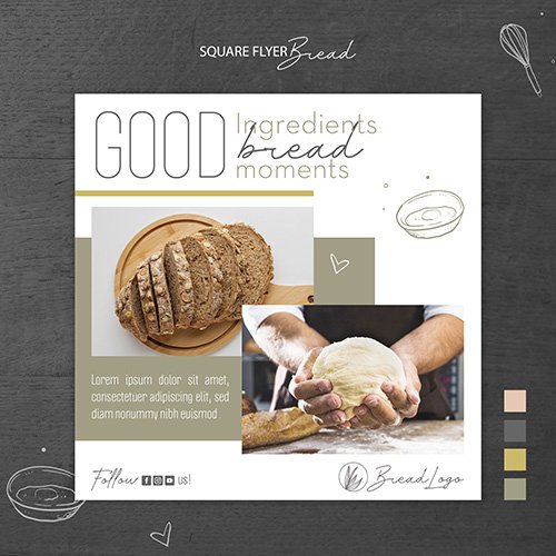 Bread concept square flyer template