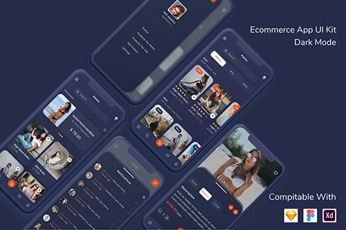 Ecommerce App UI Kit Dark Mode