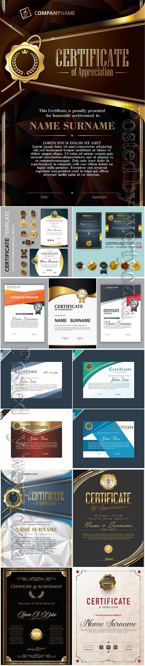 Certificate and vector diploma vintage template