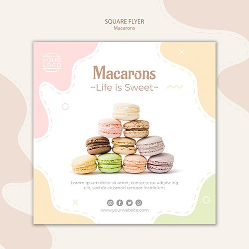 Pyramid of macarons square flyer template