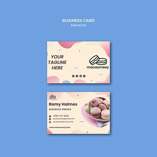Business cards with macarons
