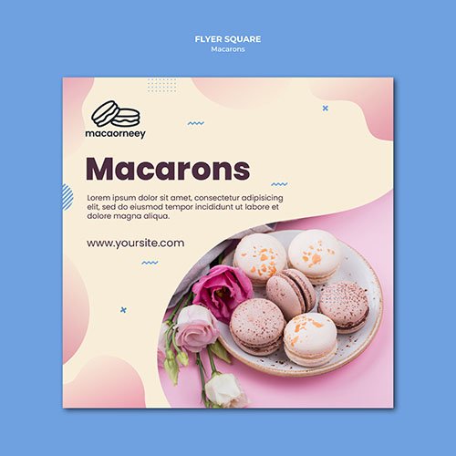 Squared flyer with macarons