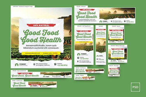 Organic Market, Fresh Food Banners Ad