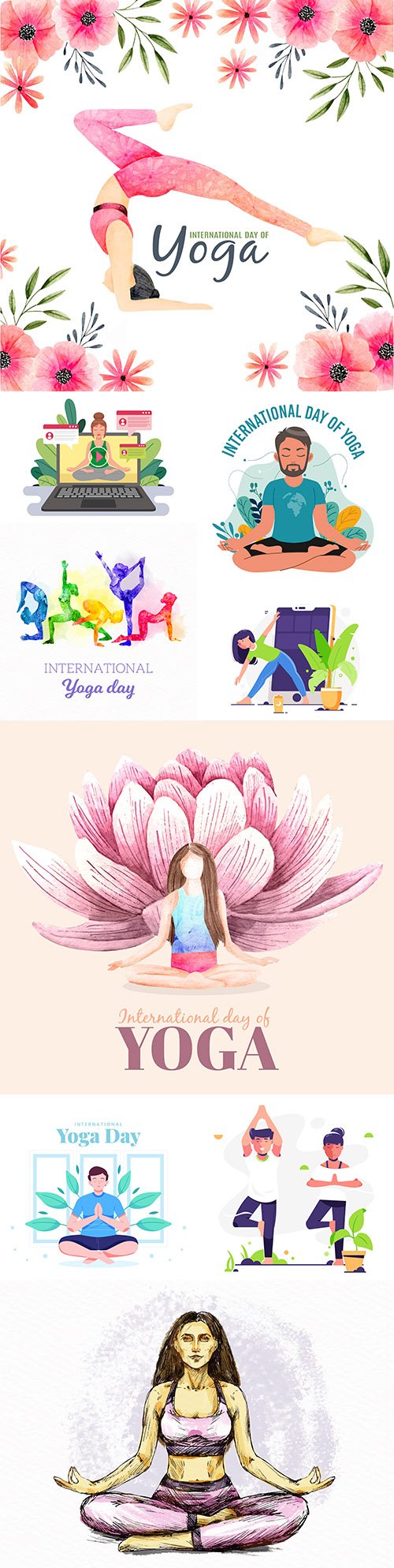 Yoga International day and meditation design illustration 5