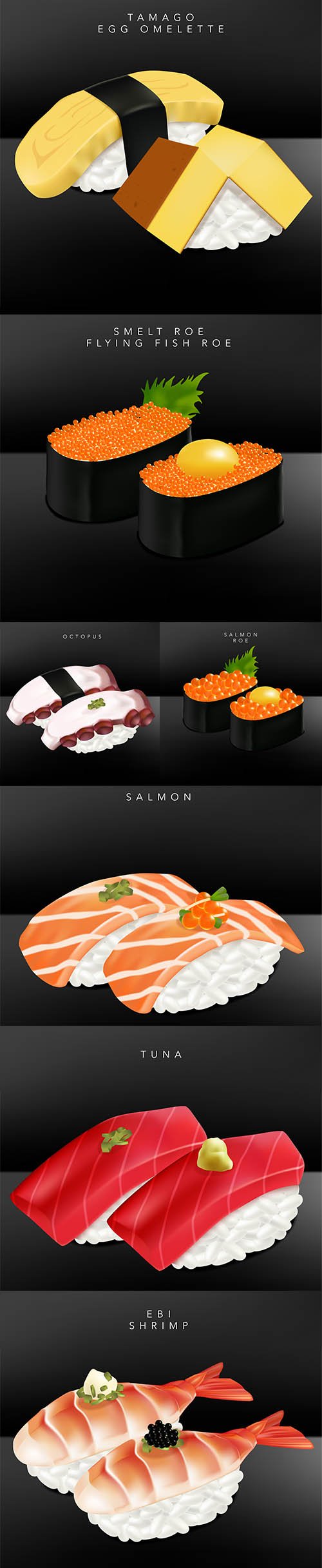 Japanese Dining Sushi Realistic Vector Illustration