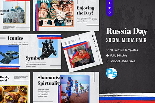 Russia Day Social Media Template