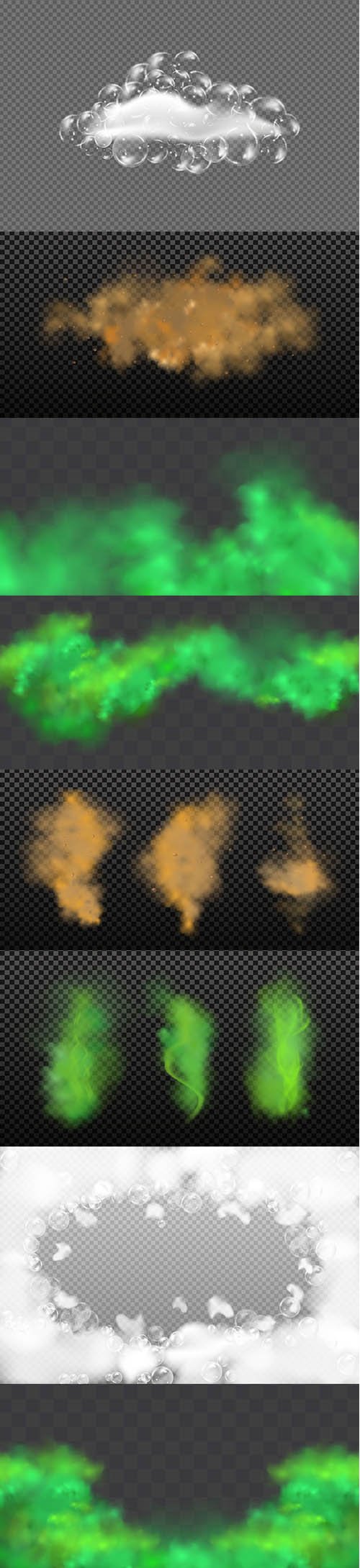 Smoke or Poison Gases,chemical toxic vapour Vector realistic set