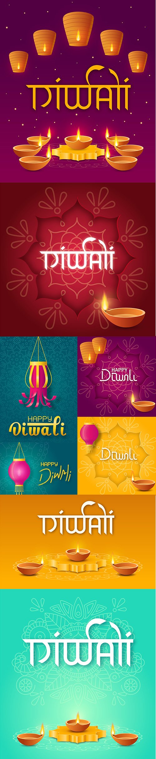 Concept festive diwali illustrations