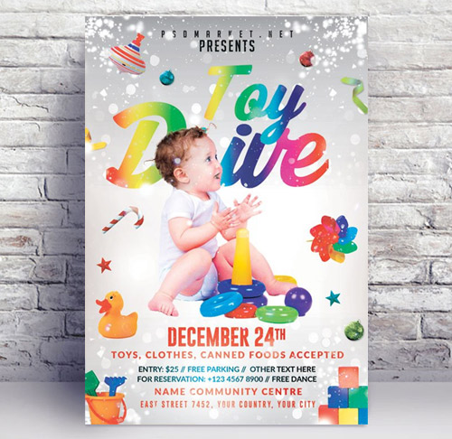 Toy drive night - Flyer psd template