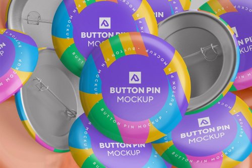 Glossy Circle Button Pin Badge Mockup Set