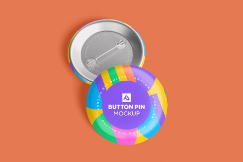 Glossy Circle Button Pin Badge Mockup Set