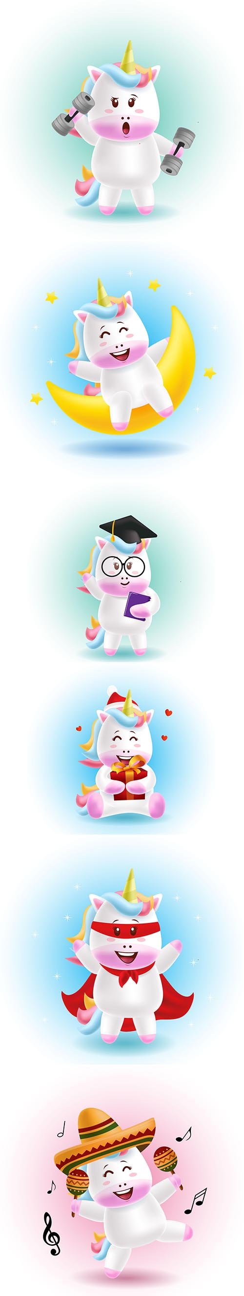 Mascot Cartoon Cute Unicorn