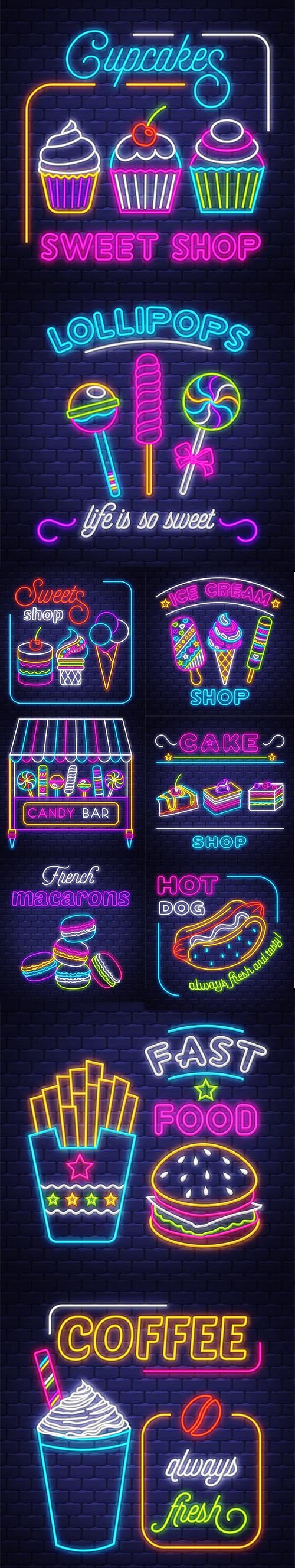 Sweets neon sign vector
