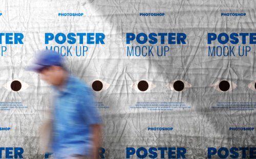 Poster print on grunge cement wall mockup