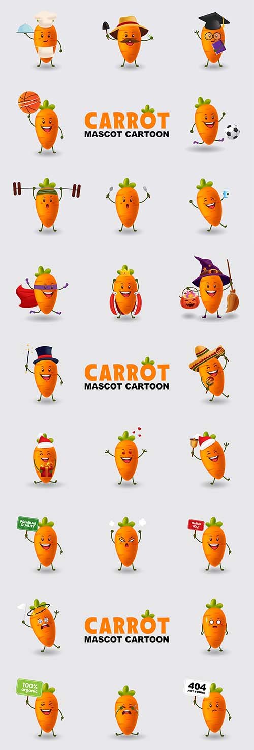 Set of mascot cartoon illustration carrot