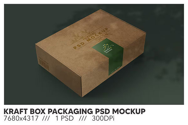 Kraft Box Packaging PSD Mockup