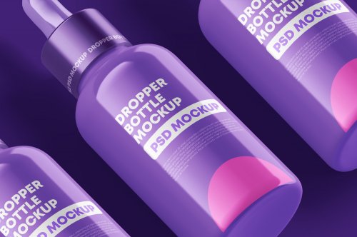 Glossy Dropper Bottle Mockup Set