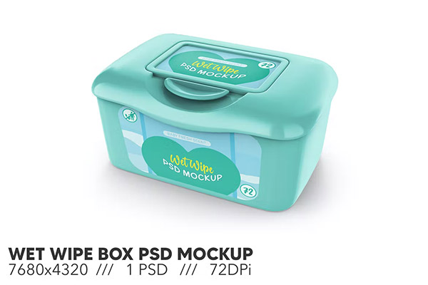 Wet Wipe Box PSD Mockup