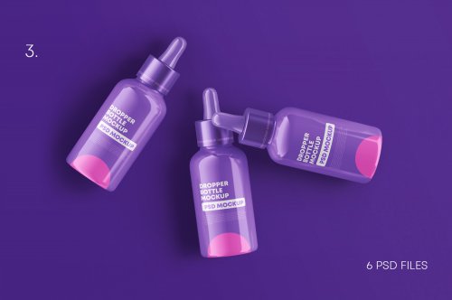 Glossy Dropper Bottle Mockup Set