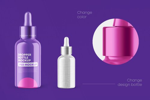 Glossy Dropper Bottle Mockup Set