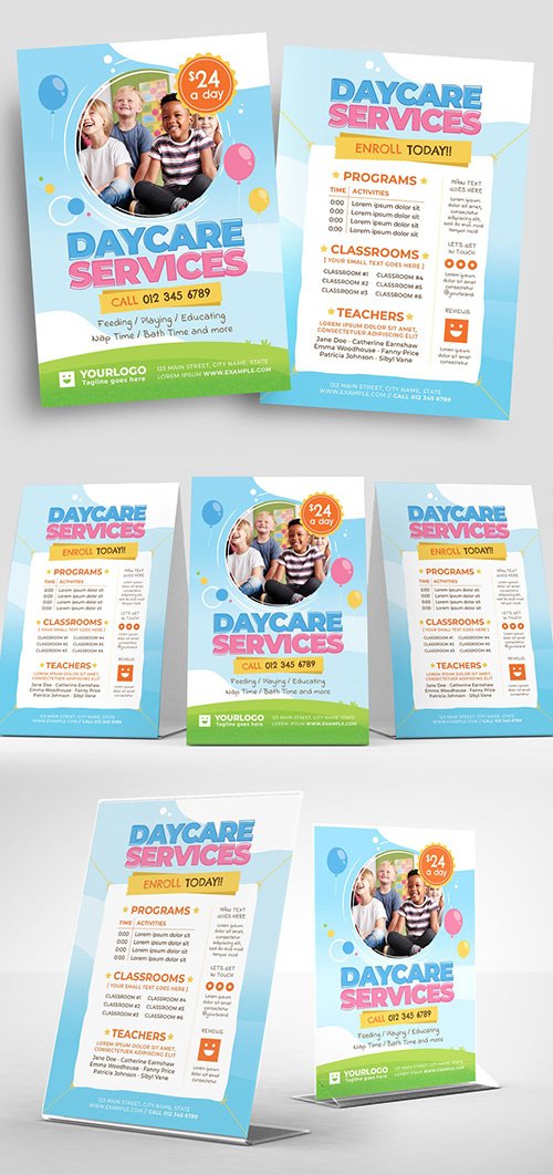 Daycare Flyer Layout for Kindergarten Preschool Services