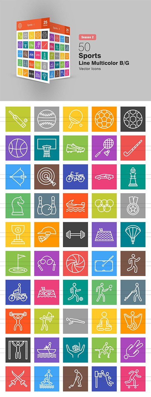 50 Sports Line Multicolor B/G Icons Season II
